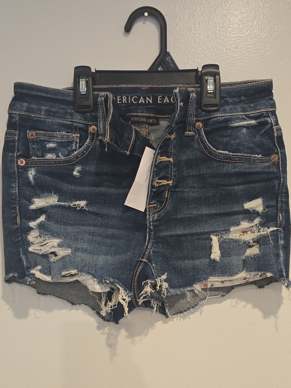 American Eagle Outfitters Distressed Dark Blue Denim Cutoff Shorts